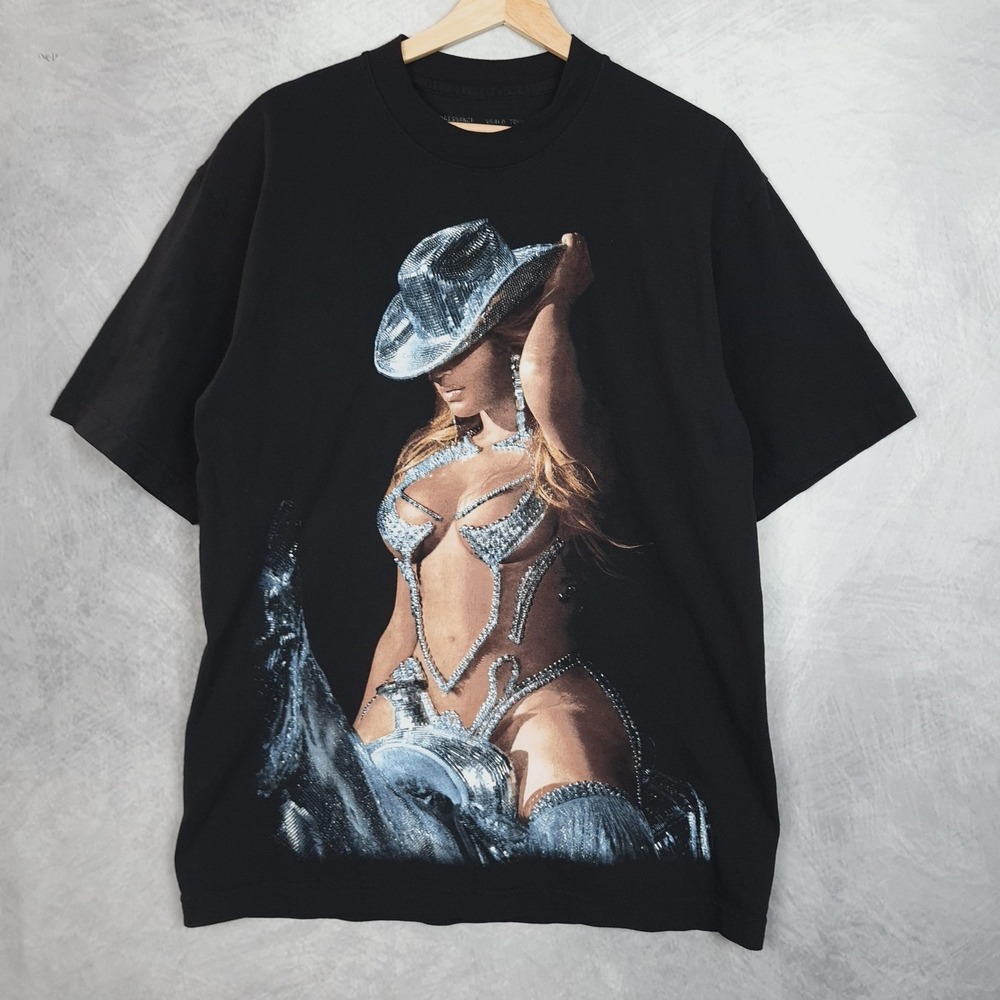 Beyonce Shirt Mens Medium Black Renaissance World Tour Cowboy Graphic Tee 2023